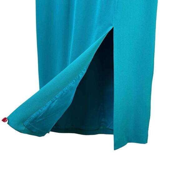 Talbots Vintage Silk Midi Dress in Teal with Attached Short Sleeve Cardigan Sz 8 - Picture 7 of 12